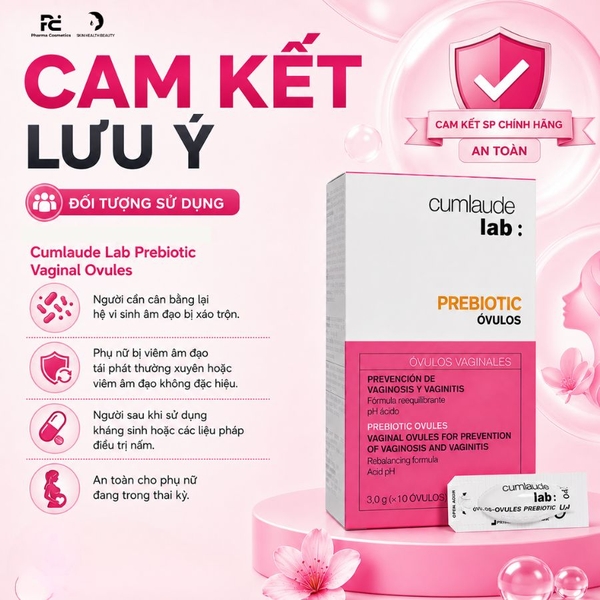 Cumlaude Lab Prebiotic Vaginal Ovules: Viên Đặt Phụ Khoa Ngăn Ngừa Tái Phát Viêm Nhiễm & Cân Bằng Hệ Vi Sinh
