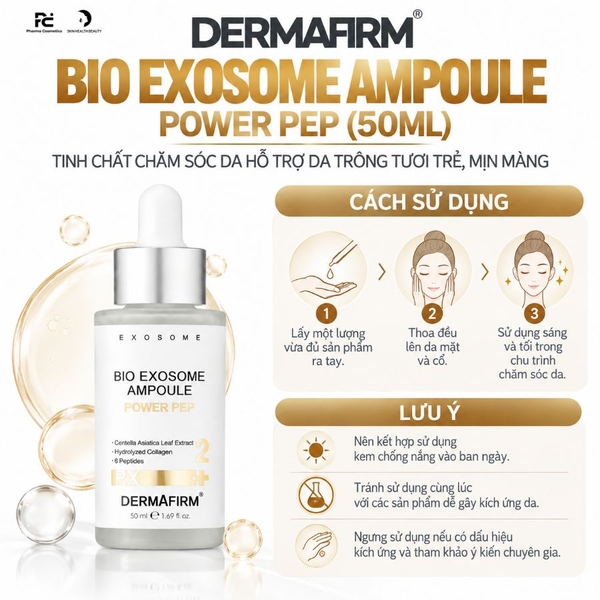DERMAFIRM BIO EXOSOME AMPOULE POWER PEP / TINH CHẤT TRẺ HÓA XÓA NHĂN ĐA TẦNG ( 50ML)