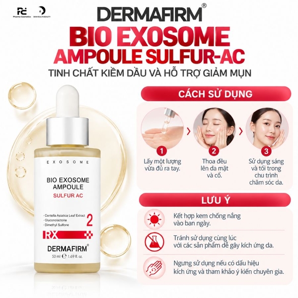 DERMAFIRM BIO EXOSOME AMPOULE SULFUR-AC / TINH CHẤT KIỀM DẦU VÀ ĐIỀU TRỊ MỤN