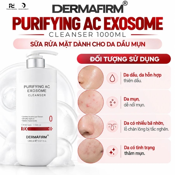 DERMAFIRM PURIFYING AC EXOSOME CLEANSER / SỮA RỬA MẶT CHO DA DẦU MỤN 1000ml