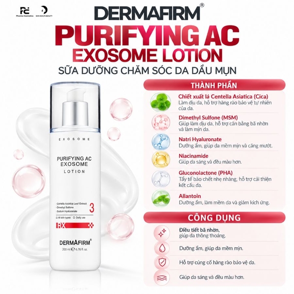 DERMAFIRM PURIFYING AC EXOSOME LOTION / SỮA DƯỠNG CHĂM SÓC DA DẦU MỤN