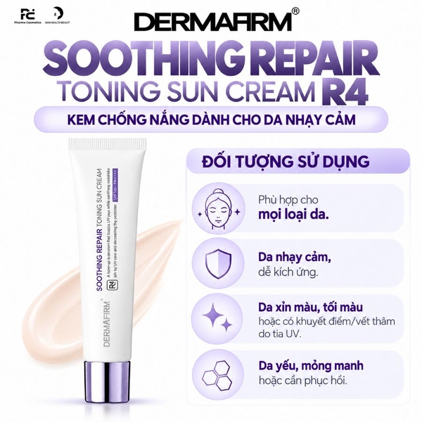 DERMAFIRM SOOTHING REPAIR TONING SUN CREAM R4 / KEM CHỐNG NẮNG CHO DA NHẠY CẢM