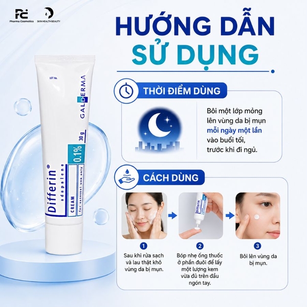 DIFFERIN CREAM 0.1%: Kem Đặc Trị Mụn Chứa Adapalene – Giảm Mụn Viêm & Cải Thiện Làn Da