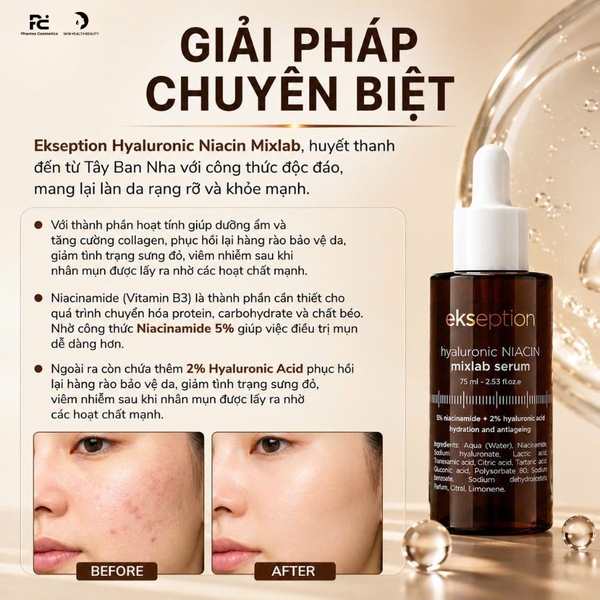 EKSEPTION HYALURONIC NIACIN MIXLAB SERUM / SERUM GIẢM THÂM MỤN, TRẮNG SÁNG DA