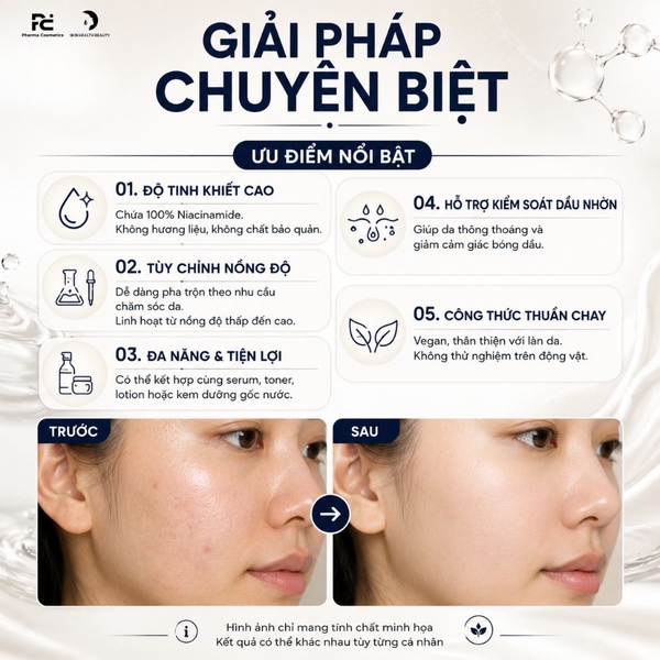 ELAINE PERINE 100% NIACINAMIDE POWDER - Bột Vitamin B3 Tinh Khiết Phục Hồi & Kiểm Soát Dầu