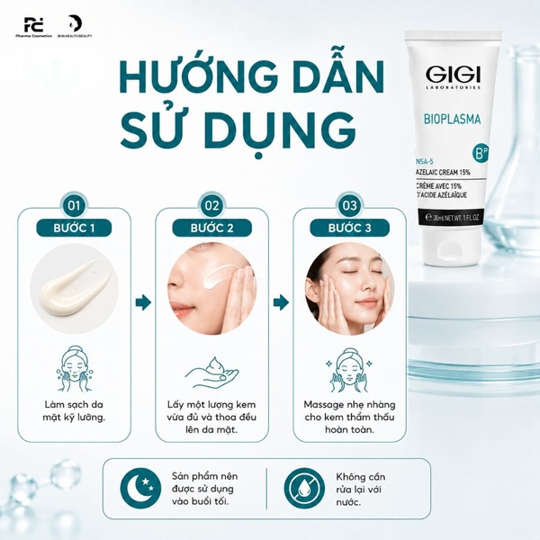 GIGI BIOPLASMA 15% AZELAIC CREAM / KEM BÔI GIÚP GIẢM MỤN, KHÁNG VIÊM, MỜ THÂM 