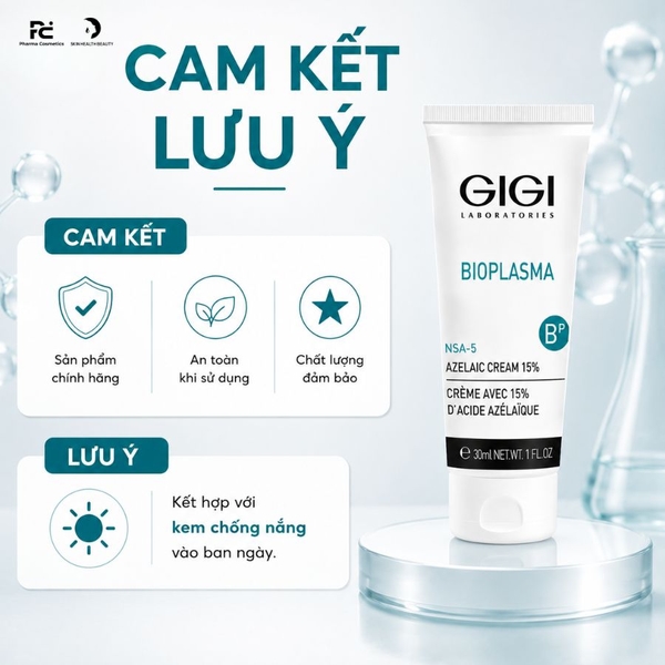 GIGI BIOPLASMA 15% AZELAIC CREAM / KEM BÔI GIÚP GIẢM MỤN, KHÁNG VIÊM, MỜ THÂM 