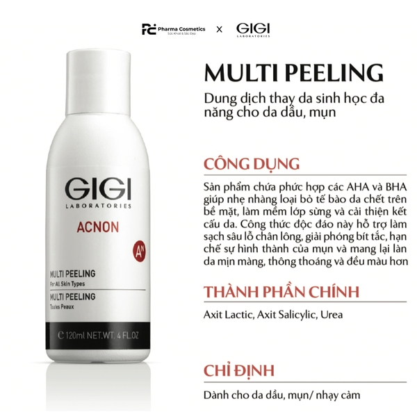GIGI ACNON MULTI PEELING / DUNG DỊCH PEEL DA CHUYÊN NGHIỆP DÀNH CHO DA DẦU, MỤN 