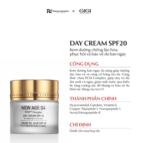 GIGI NEW AGE G4 DAY CREAM SPF20 / KEM DƯỠNG CHỐNG LÃO HOÁ, PHỤC HỒI VÀ BẢO VỆ DA BAN NGÀY 