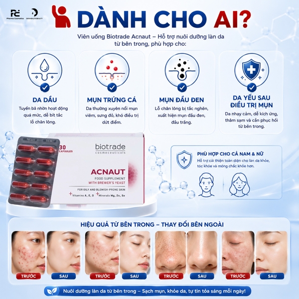 Biotrade Acnaut Food Supplement – Viên Uống Trị Mụn Giải Pháp Sạch Mụn Từ Bên Trong
