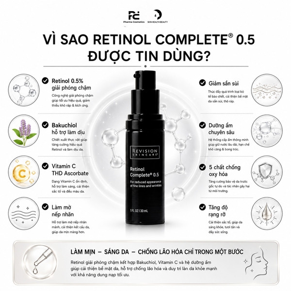 REVISION Retinol Complete® 0.5 – Tinh Chất Dưỡng Sáng, Làm Mịn Bề Mặt Da Và Ngăn Ngừa Dấu Hiệu Tuổi Tác