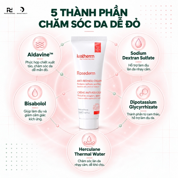 IVATHERM ROSEDERM CREAM: Kem Dưỡng Làm Dịu & Giảm Mẩn Đỏ Cho Da Nhạy Cảm