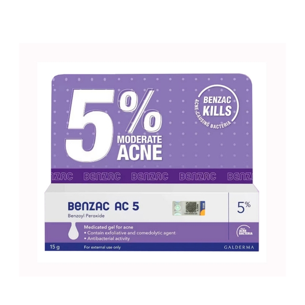 Benzac AC 5 (5%) Gel – Gel Dưỡng Hỗ Trợ Làm Giảm Mụn Viêm, Kiểm Soát Bã Nhờn Và Làm Dịu Da