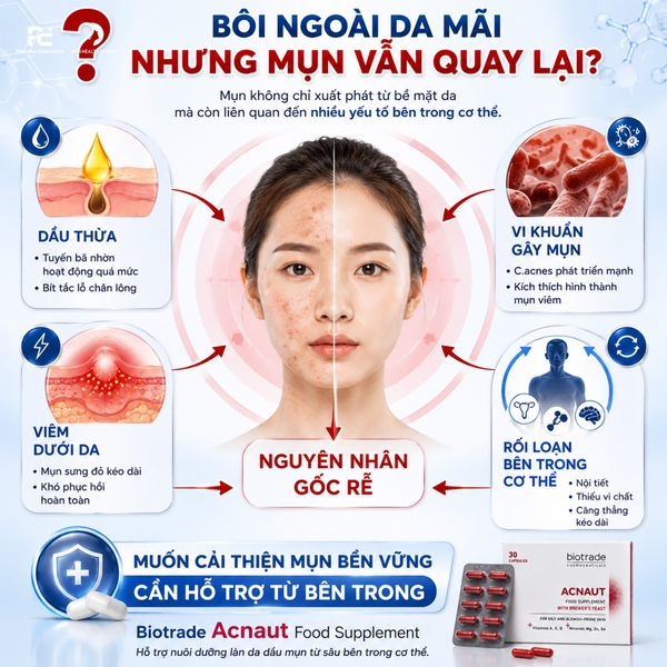 Biotrade Acnaut Food Supplement – Viên Uống Trị Mụn Giải Pháp Sạch Mụn Từ Bên Trong