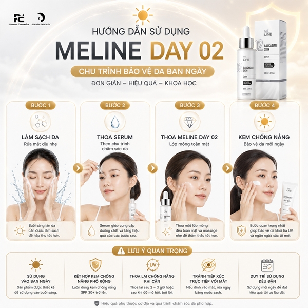MELINE Caucasian Skin Day 02 – Kem Dưỡng Ban Ngày Hỗ Trợ Làm Mờ Đốm Sắc Tố & Dưỡng Sáng Đều Màu Da