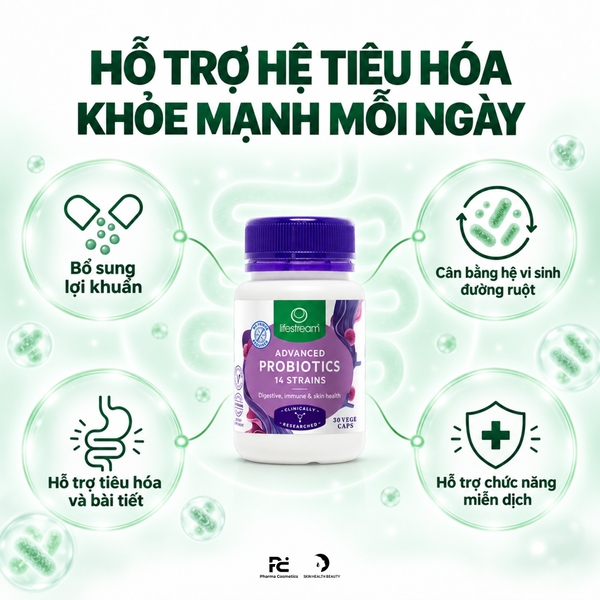 Lifestream Advanced Probiotics 30 Capsules – Men vi sinh đa chủng hỗ trợ tiêu hóa và sức khỏe đường ruột