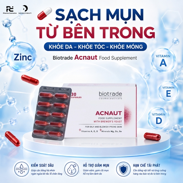 Biotrade Acnaut Food Supplement – Viên Uống Trị Mụn Giải Pháp Sạch Mụn Từ Bên Trong