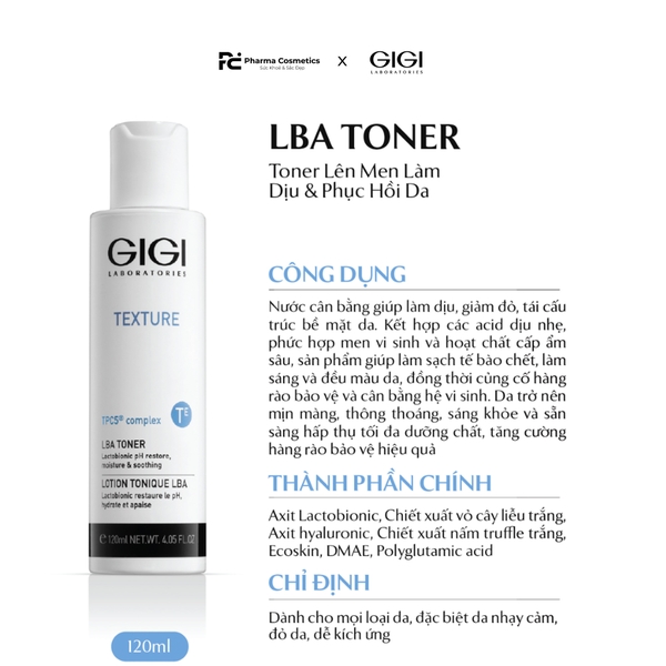 GIGI TEXTURE LBA TONER / TONER CÂN BẰNG VÀ TÁI TẠO DÀNH CHO LÀN DA NHẠY CẢM 