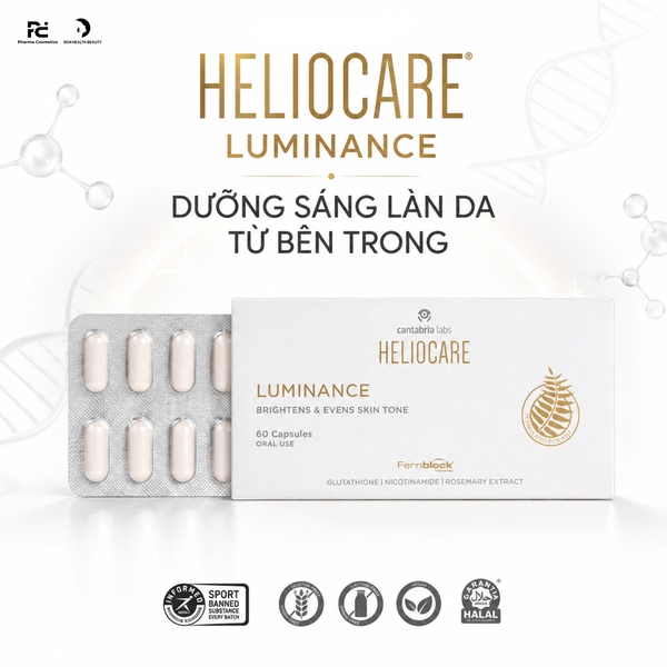 Heliocare Luminance Brightens and Evens Skin Tone – Viên Uống Hỗ Trợ Dưỡng Sáng, Đều Màu Da Và Chống Oxy Hóa