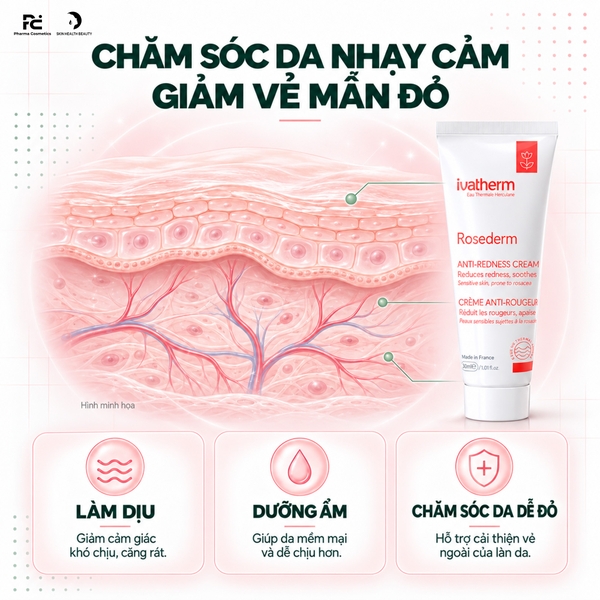 IVATHERM ROSEDERM CREAM: Kem Dưỡng Làm Dịu & Giảm Mẩn Đỏ Cho Da Nhạy Cảm