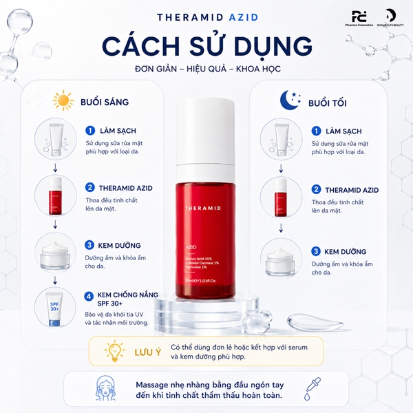 THERAMID AZID – Tinh Chất Azelaic Acid 15% Chuyên Biệt Điều Trị Mụn, Làm Đều Màu Da Và Dịu Vùng Da Ửng Đỏ