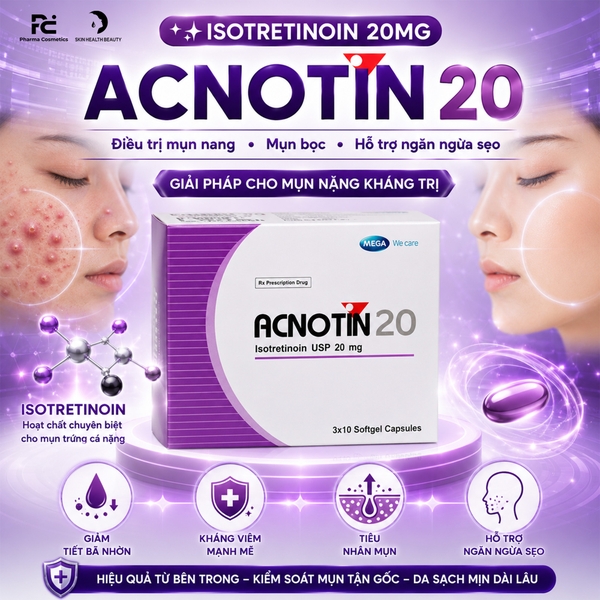 ACNOTIN 20 / THUỐC ĐIỀU TRỊ MỤN TRỨNG CÁ NẶNG  