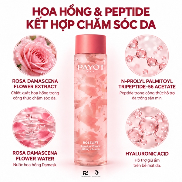 PAYOT Infusion Liftante Roselift Lifting Infusion: Nước Cân Bằng Nâng Săn & Tái Tạo Vẻ Tươi Trẻ Cho Làn Da