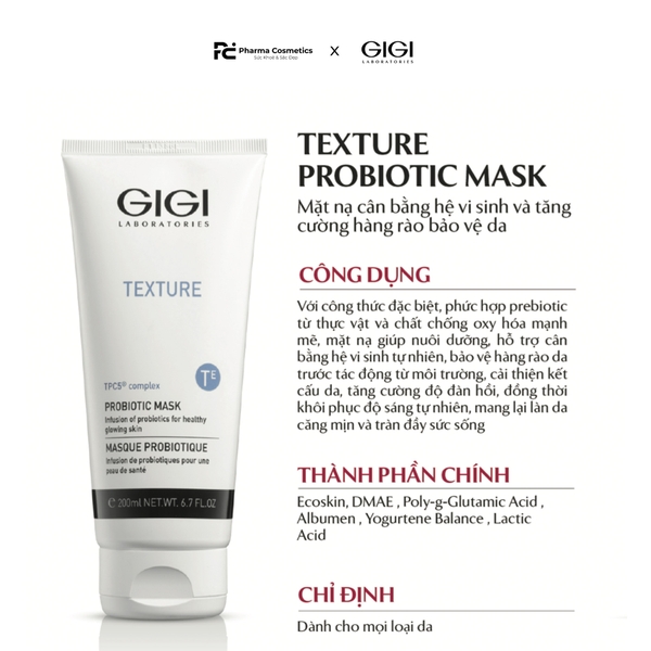 GIGI TEXTURE PROBIOTIC MASK / MẶT NẠ CÂN BẰNG HỆ VI SINH TỰ NHIÊN, KHÔI PHỤC HÀNG RÀO BẢO VỆ, TÁ TẠO CẤU TRÚC BỀ MẶT DA