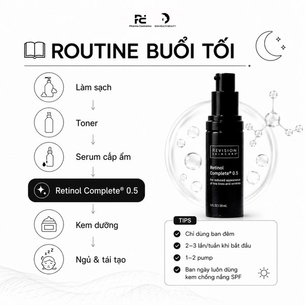 REVISION Retinol Complete® 0.5 – Tinh Chất Dưỡng Sáng, Làm Mịn Bề Mặt Da Và Ngăn Ngừa Dấu Hiệu Tuổi Tác