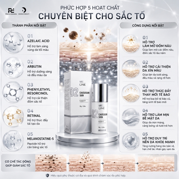 MELINE Caucasian Skin Night 02 – Kem Đêm Hỗ Trợ Làm Mờ Đốm Sắc Tố & Dưỡng Sáng Đều Màu Da