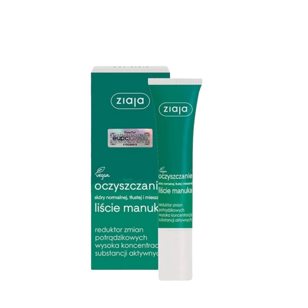 Ziaja Oczyszczanie Liscie Manuka Reduktor Zmian Potradzikowych Wysoka Koncentracja Substancji Aktywnych 15ml – Giải Pháp Giảm Thâm, Kháng Khuẩn & Phục Hồi Da Sau Mụn