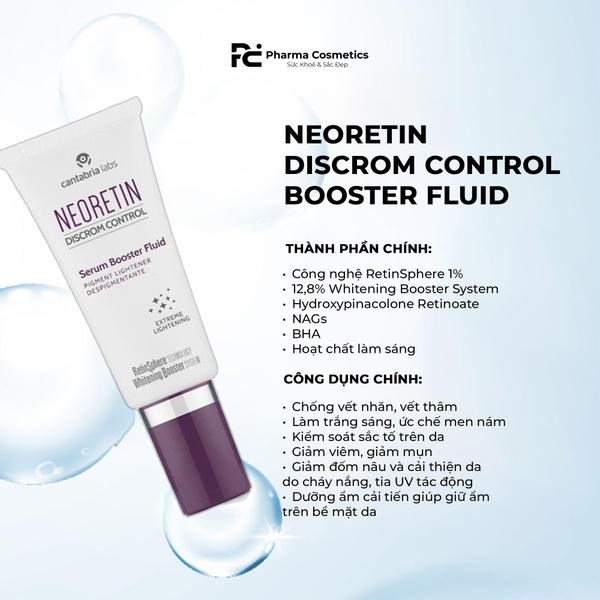 BỘ ĐÔI TRỊ NÁM TẬN GỐC & DƯỠNG TRẮNG CHUYÊN SÂU: NEORETIN BOOSTER FLUID & AMELIX FACE CREAM