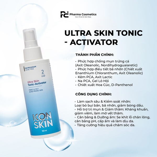 ICON SKIN : Bộ Đôi Trị Mụn & Tái Tạo Da Chuyên Sâu, Không Bong Tróc