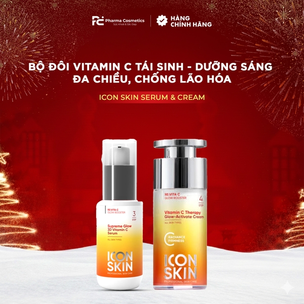 ICON SKIN GLOW THERAPY: Bộ Đôi Vitamin C Tái Sinh - Dưỡng Sáng Đa Chiều, Chống Lão Hóa Toàn Diện