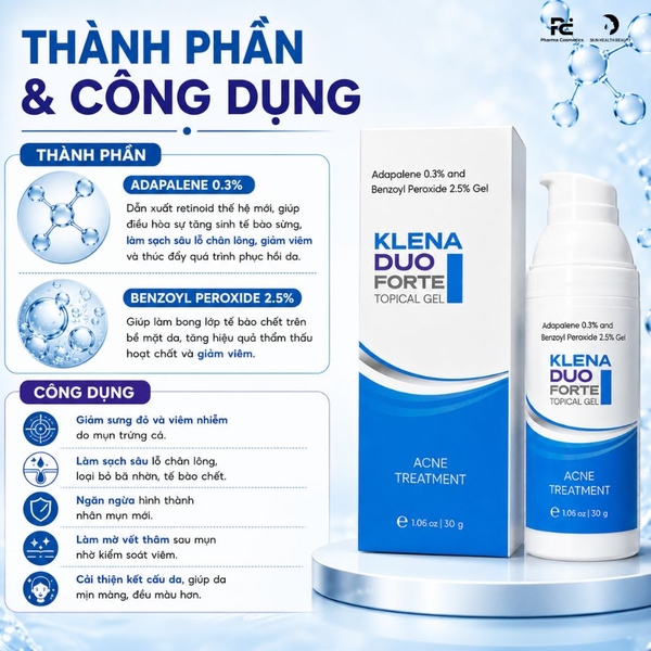 Klena Duo Forte Topical Gel: Gel Đặc Trị Mụn - Sạch Sâu, Giảm Viêm & Ngăn Ngừa Tái Phát