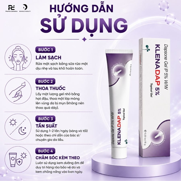Klenadap 5% Dapsone Gel 15g - Giải Pháp Vàng Cho Mụn Nội Tiết & Mụn Viêm