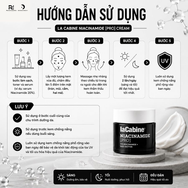 LA CABINE NIACINAMIDE [PRO] CREAM - Kem Dưỡng Sáng Da, Mờ Thâm Nám, Phục Hồi Với 15% Niacinamide