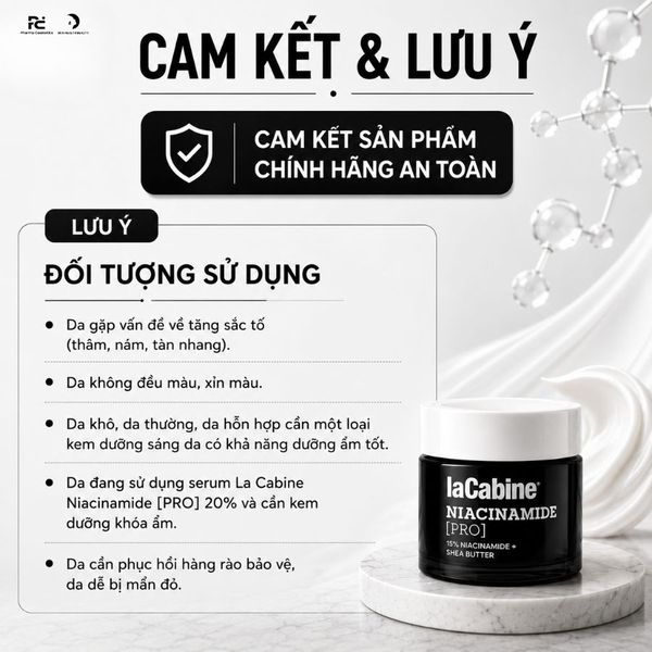 LA CABINE NIACINAMIDE [PRO] CREAM - Kem Dưỡng Sáng Da, Mờ Thâm Nám, Phục Hồi Với 15% Niacinamide