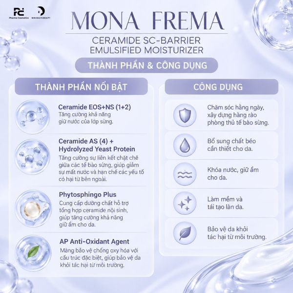 MONA FREMA CMS Ceramide SC-Barrier Emulsified Moisturizer 50ml – Kem dưỡng Ceramide cấp ẩm và hỗ trợ hàng rào bảo vệ da