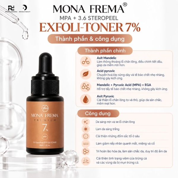 MONA FREMA MPA+ 3.6 SteroPeel Exfoli-Toner 7% 30ml – Tinh chất tẩy tế bào chết dịu nhẹ dành cho người mới bắt đầu