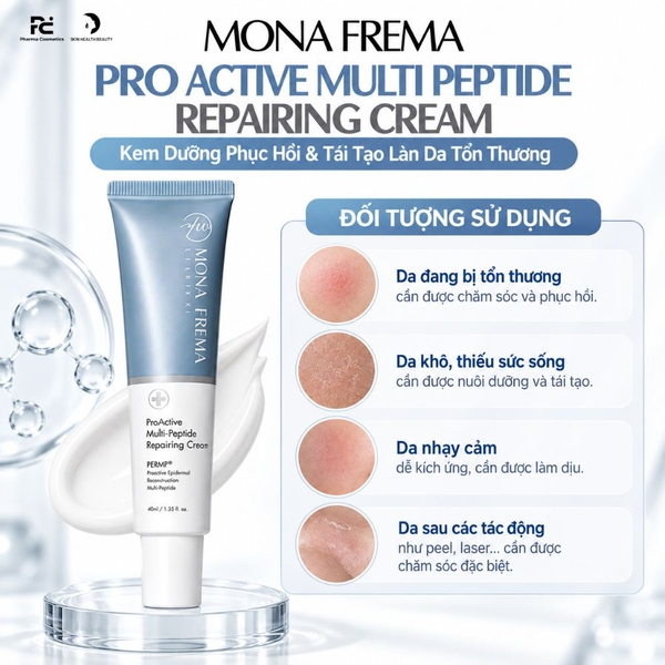 MONA FREMA PRO ACTIVE MULTI PEPTIDE REPAIRING CREAM: Kem Dưỡng Phục Hồi & Tái Tạo Làn Da Tổn Thương