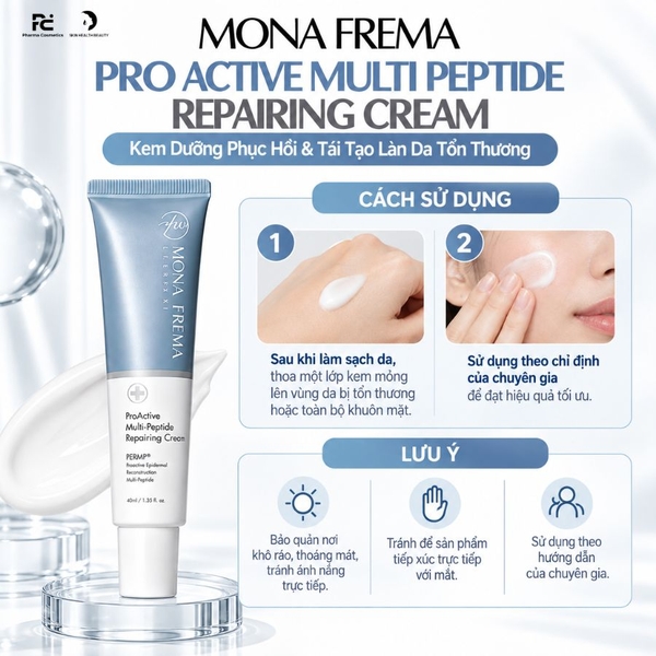 MONA FREMA PRO ACTIVE MULTI PEPTIDE REPAIRING CREAM: Kem Dưỡng Phục Hồi & Tái Tạo Làn Da Tổn Thương
