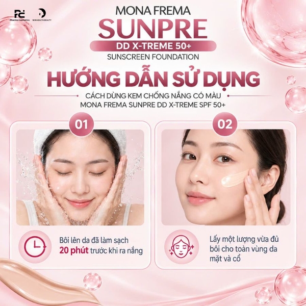 MONA FREMA SUNPRE X-Treme 50+ Sunscreen Foundation 50ml – Kem chống nắng nâng tông dành cho da sau trị liệu