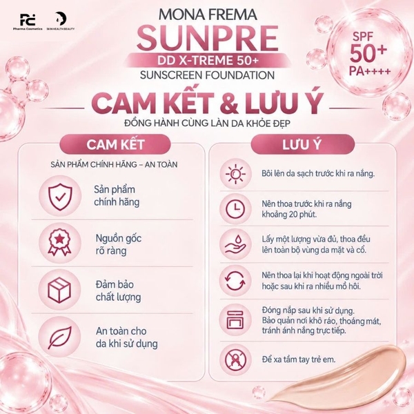 MONA FREMA SUNPRE X-Treme 50+ Sunscreen Foundation 50ml – Kem chống nắng nâng tông dành cho da sau trị liệu