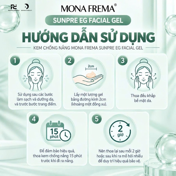 MONA FREMA SUNPRE EG FACIAL GEL: Kem Chống Nắng Dạng Gel Cho Da Mụn & Nhạy Cảm - Chống Nắng & Che Phủ Hoàn Hảo