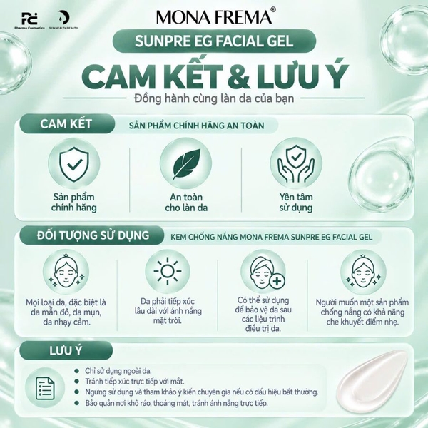 MONA FREMA SUNPRE EG FACIAL GEL: Kem Chống Nắng Dạng Gel Cho Da Mụn & Nhạy Cảm - Chống Nắng & Che Phủ Hoàn Hảo