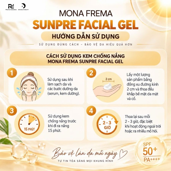 MONA FREMA SUNPRE FACIAL GEL: Kem Chống Nắng Kiềm Dầu, Bảo Vệ Da & Nâng Tông Tự Nhiên