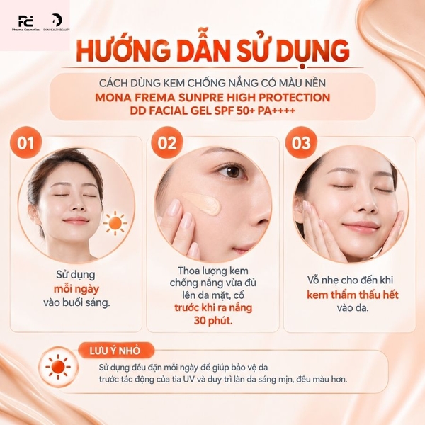MONA FREMA SUNPRE High Protection DD Facial Gel 60ml – Kem chống nắng có màu bảo vệ da và che phủ khuyết điểm