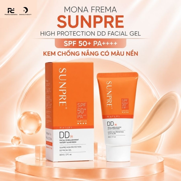 MONA FREMA SUNPRE High Protection DD Facial Gel 60ml – Kem chống nắng có màu bảo vệ da và che phủ khuyết điểm