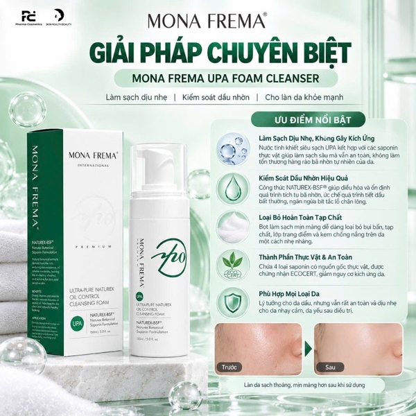 MONA FREMA UPA FOAM CLEANSER: Sữa Rửa Mặt Dạng Bọt - Sạch Nhờn, Dịu Nhẹ Cho Da Dầu & Nhạy Cảm